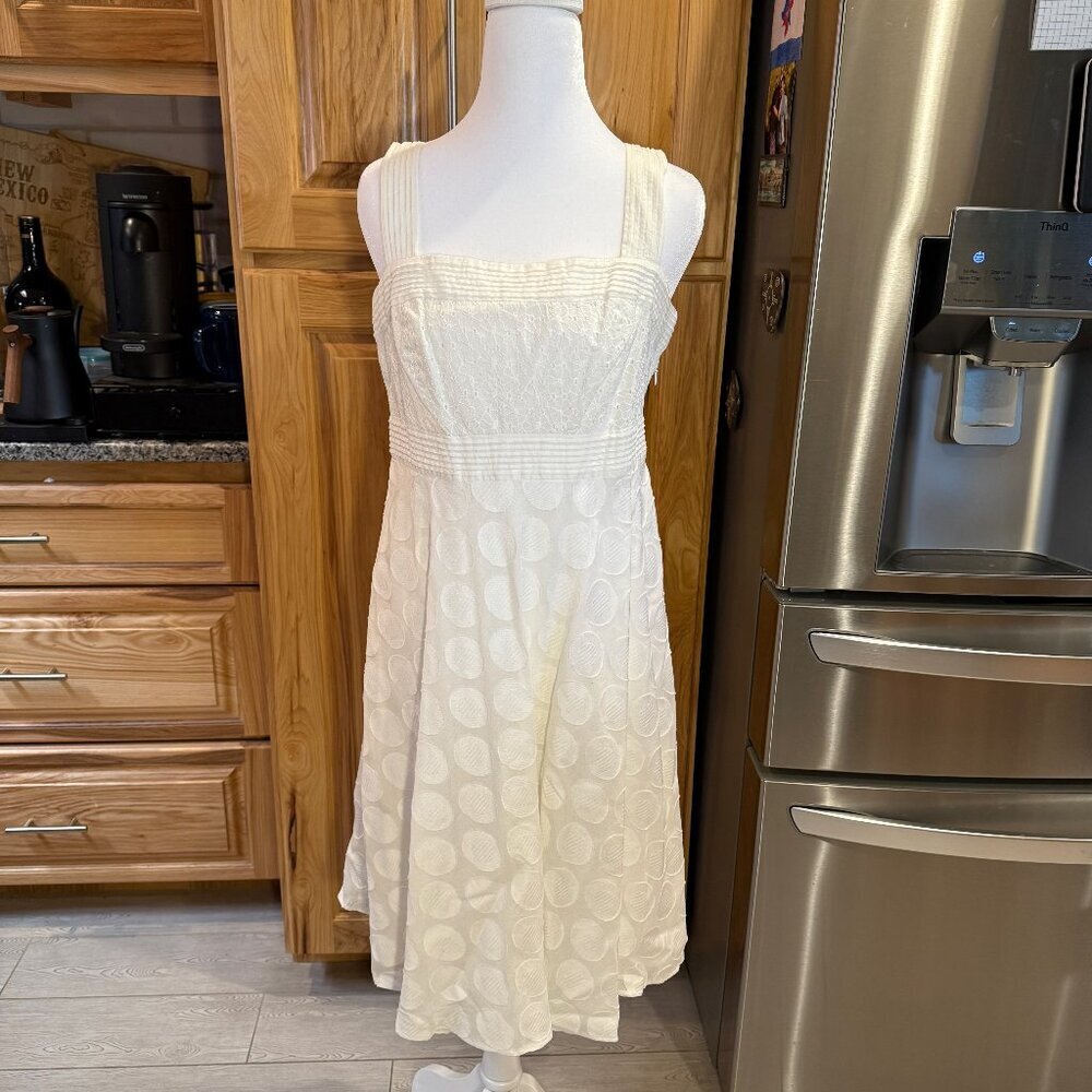 Studio‎ I White Halter Babydoll Dress Women’s 8P Eyelet & Dots NWOT